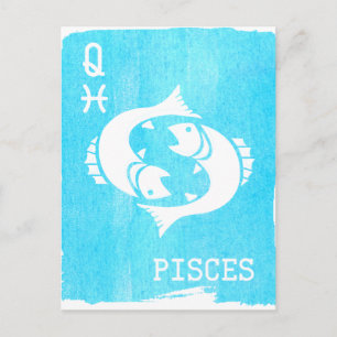 Queen Pisces Horoscope Star Sign Zodiac Birthday Postcard