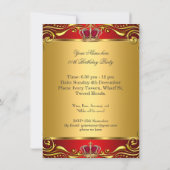 Queen Prince King Regal Red Gold Crown Birthday Invitation (Back)