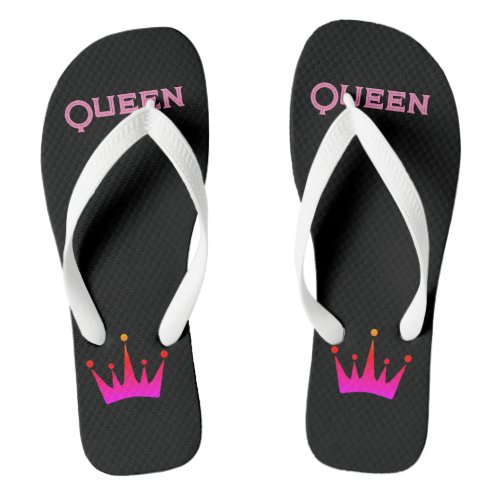 Queen Printed Text with Lovely Crown Image_Sandals Flip Flops