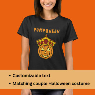 Queen Pumpkin Pun Humor Couple Halloween Costume T-Shirt