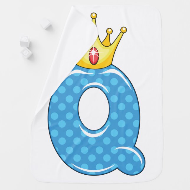 Queen - Q Alphabet with a Crown Baby Blanket (In Situ)