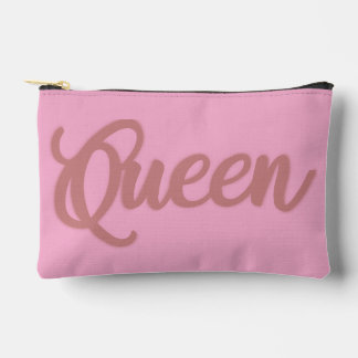 Queen Rose Gold Calligraphy Design Accessory Pouch