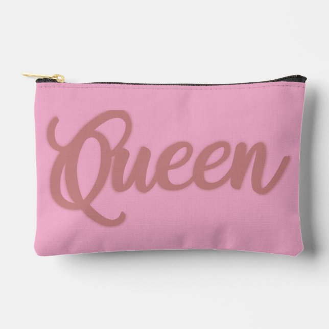 Queen Rose Gold Calligraphy Design  Accessory Pouch (Front)