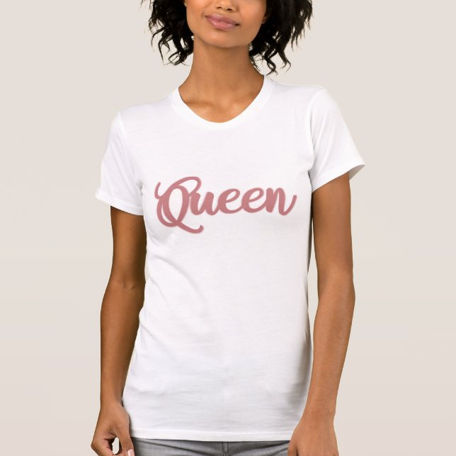 Queen Rose Gold Calligraphy Design  T-Shirt (Front)