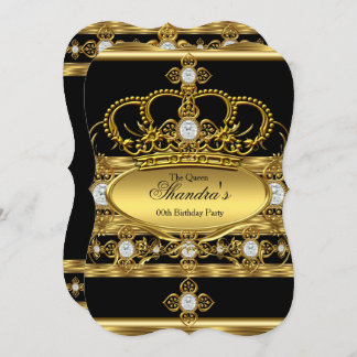 Queen Royal Gold Diamond Crown Birthday Party Invitation