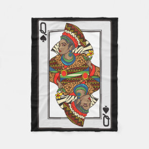 Queen Spades African American Card Halloween Gift Fleece Blanket