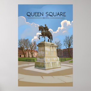 Queen Square Bristol Travel Poster