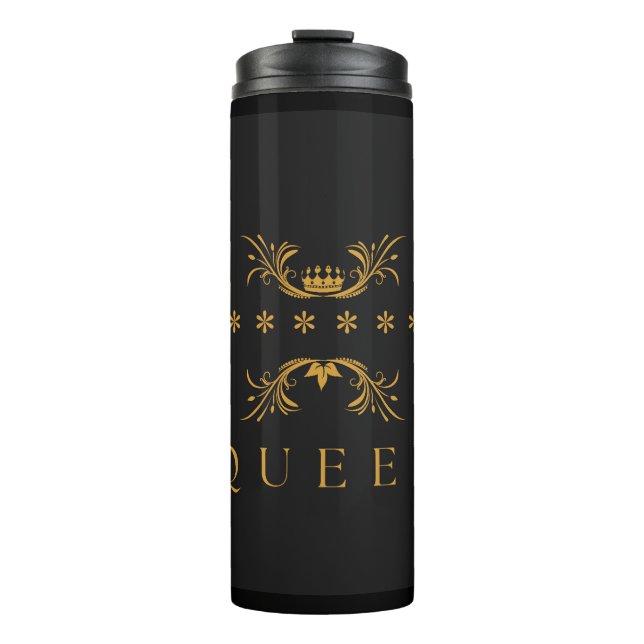 Queen Text Crown Image Black Background travel Thermal Tumbler (Front)
