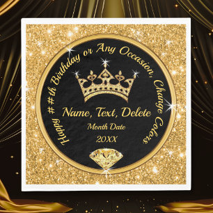 QUEEN Themed Birthday Party, Personalized, Crown Napkins