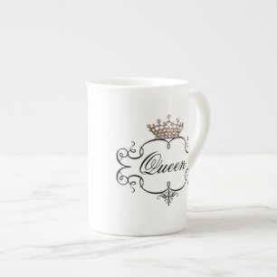 "Queen" Tiara China Mugs