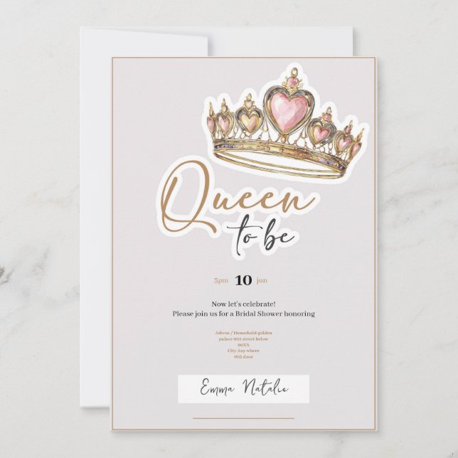 Queen to be elegant bridal shower invitation (Front)