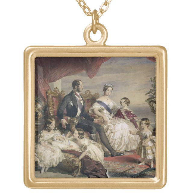 Queen Victoria (1819-1901) and Prince Albert (1819 Gold Plated Necklace (Front)
