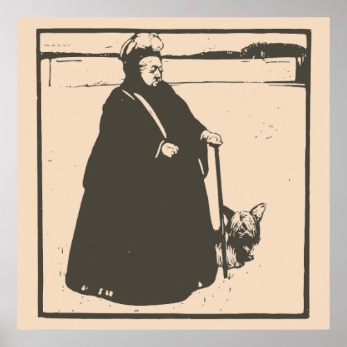 Queen Victoria and her dog Poster