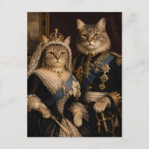 Queen Victoria and Prince Albert Cats Portrait Postcard