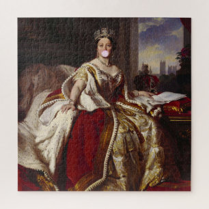 QUEEN VICTORIA BLOWING A PINK BUBBLE GUM   JIGSAW PUZZLE