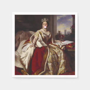 QUEEN VICTORIA BLOWING A PINK BUBBLE GUM   NAPKINS