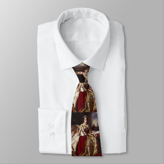 QUEEN VICTORIA BLOWING A PINK BUBBLE GUM   NECK TIE (Tied)