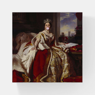 Queen Victoria blowing a pink bubble gum Paperweight