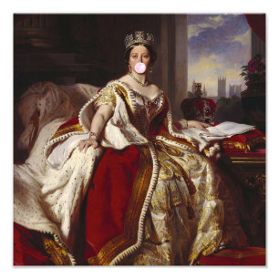 Queen Victoria blowing a pink bubble gum Photo Print