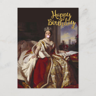 QUEEN VICTORIA BLOWING A PINK BUBBLE GUM POSTCARD