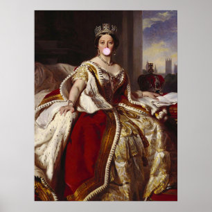 QUEEN VICTORIA BLOWING A PINK BUBBLE GUM   POSTER