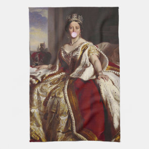 Queen Victoria Blowing Pink Bubble gum Kitchen Towel