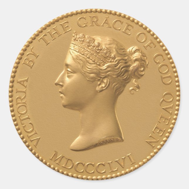Queen Victoria Coin Classic Round Sticker (Front)