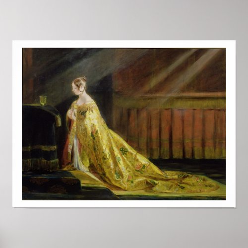 Queen Victoria in Her Coronation Robe 1838 oil o Poster