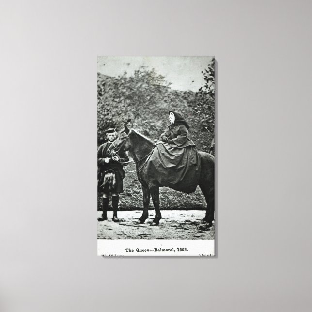 Queen Victoria  on horseback at Balmoral , 1863 Canvas Print (Front)