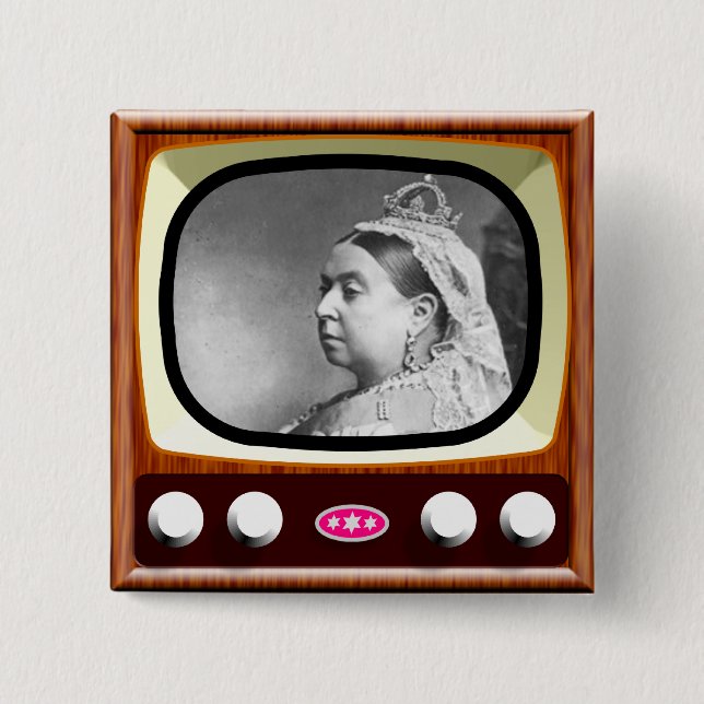 Queen Victoria on Retro TV Pinback Button (Front)