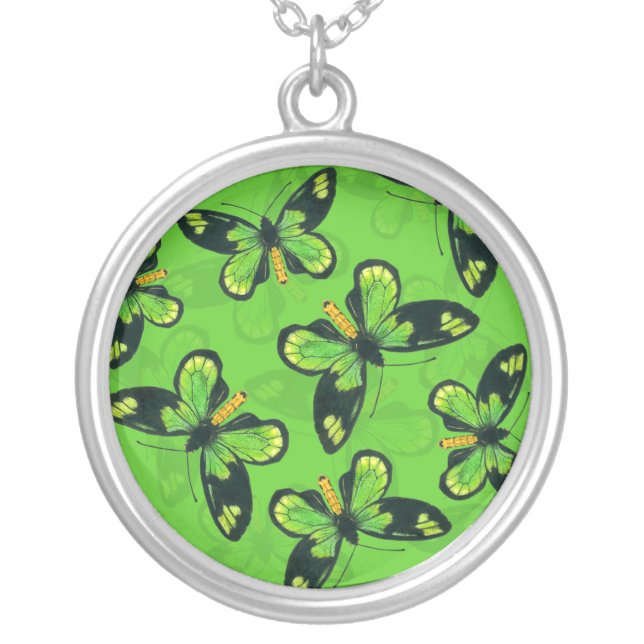 Queen Victoria' s birdwing butterfly Silver Plated Necklace (Front)