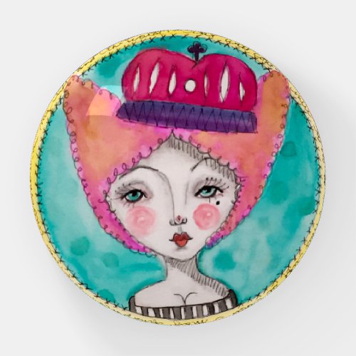 Queen Watercolor Artsy Colorful Quirky Cute Fun Paperweight