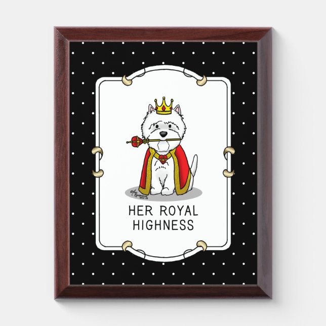 Queen Westie Dog West Highland White Terrier Award Plaque (Vertical)