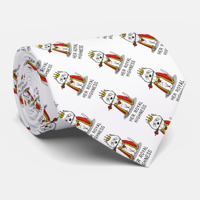 Queen Westie Dog West Highland White Terrier Neck Tie (Rolled)