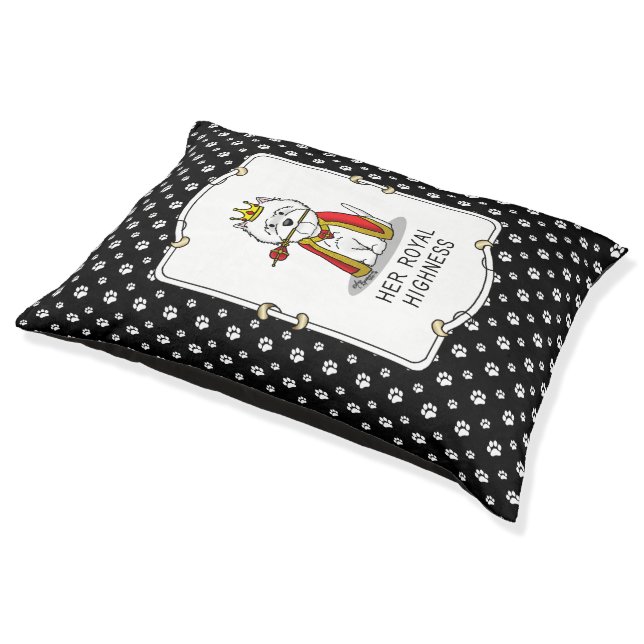 Queen Westie Dog West Highland White Terrier Pet Bed (Angled)