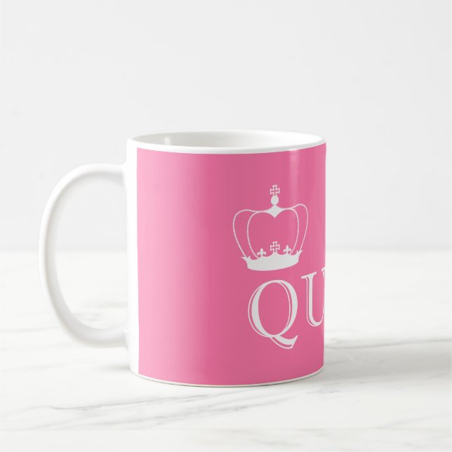 Queen White Crown - customizable background color Coffee Mug (Left)