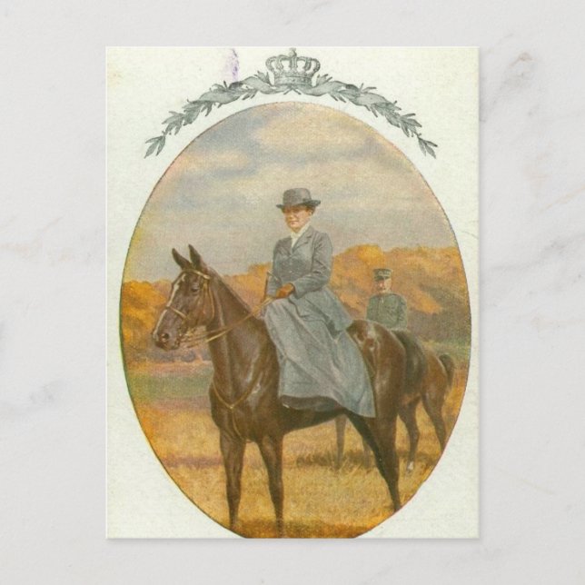 Queen Wilhelmina on horse sidesaddle #020SS Postcard (Front)