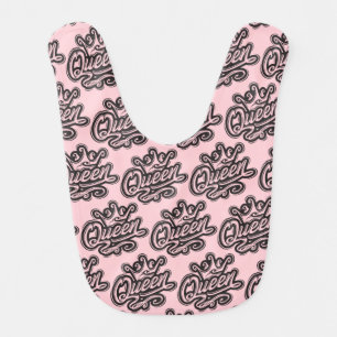 Queen With Crown, Typography Design Baby Bib
