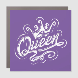 Queen With Crown, Typography Design Car Magnet