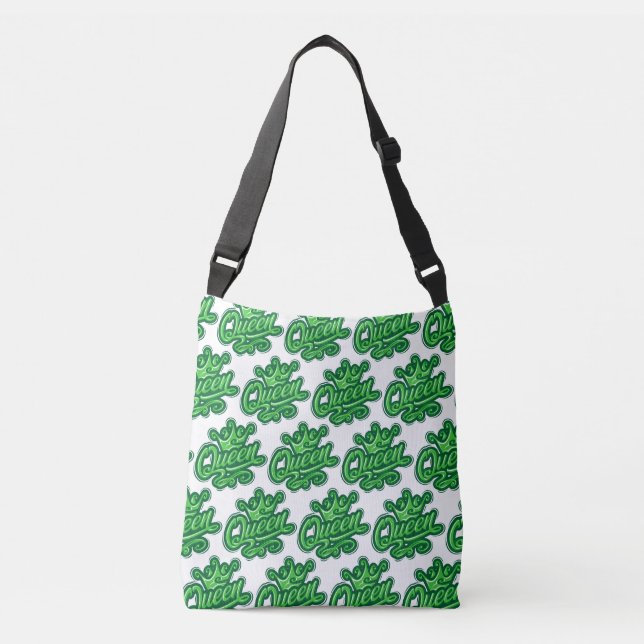 Queen With Crown, Typography Design Crossbody Bag (Front)