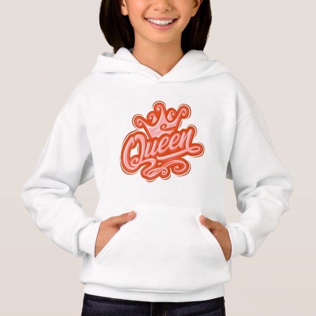Queen With Crown, Typography Design Hoodie (Front)