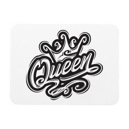 Queen With Crown Typography Design Magnet