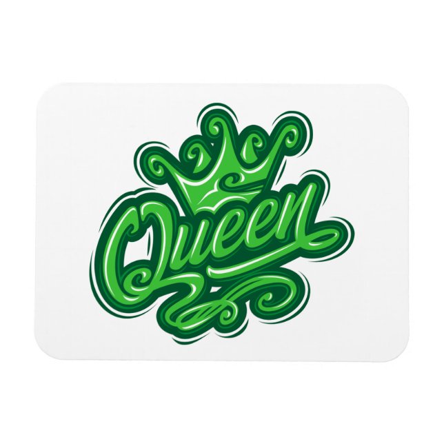 Queen With Crown, Typography Design Magnet (Horizontal)