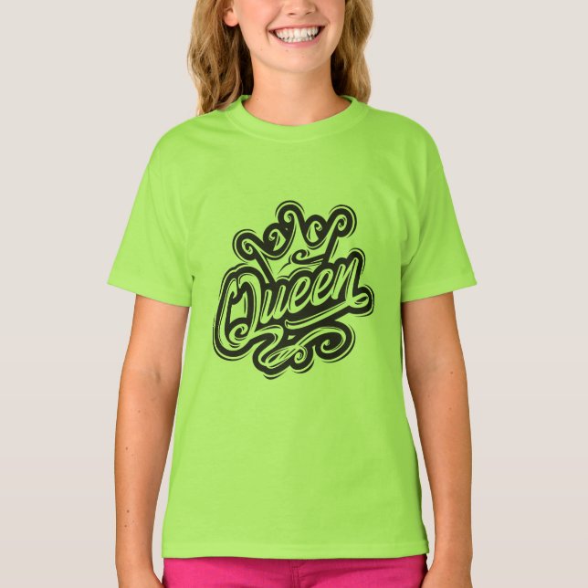 Queen With Crown, Typography Design T-Shirt (Front)