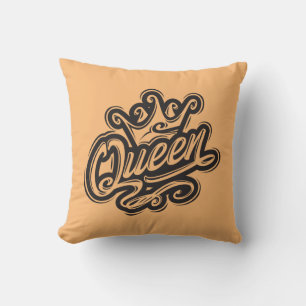 Queen With Crown, Typography Design Throw Pillow
