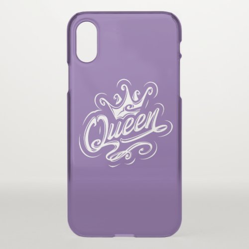 Queen With Crown Typography Design iPhone XS Case