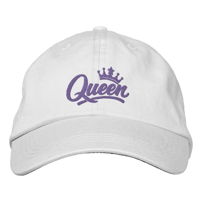 Queen With Crown Typography Embroidered Baseball Cap (Front)