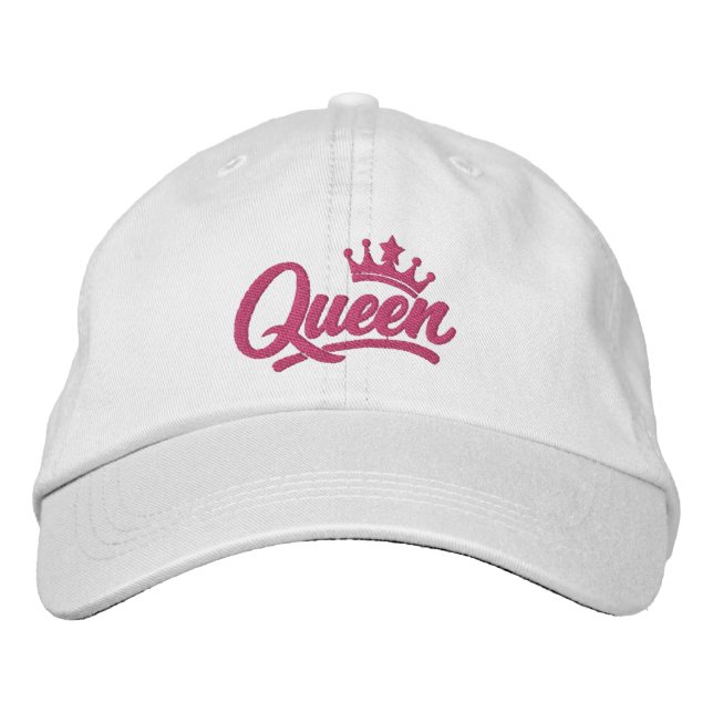 Queen With Crown Typography Embroidered Baseball Cap (Front)