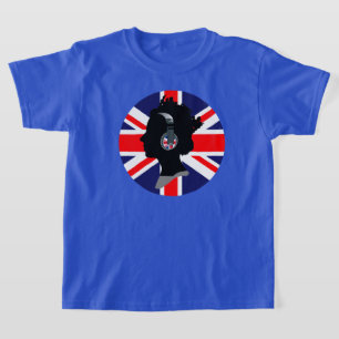 QUEEN WITH HEADPHONES AND UK FLAG DESIGN T-Shirt