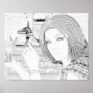 Queen with Pet Coloring Page  Poster